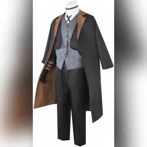 NWOT Nakahara Cosplay Black Long Coat Cloak Uniform Suit Outfit, S/M